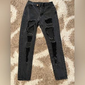 Shein black ripped jeans